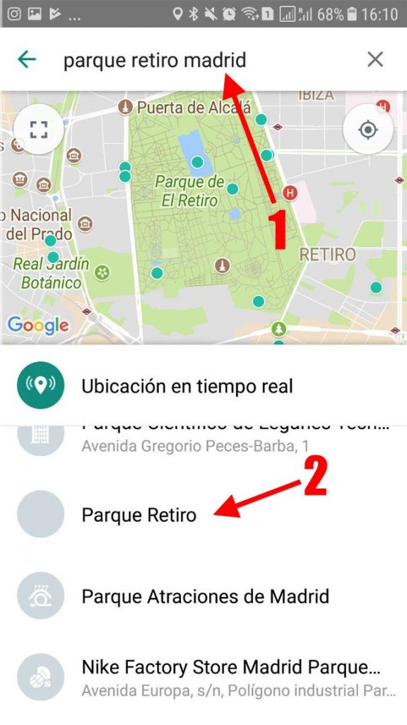 Enviar una dirección cercana a través de Whatsapp