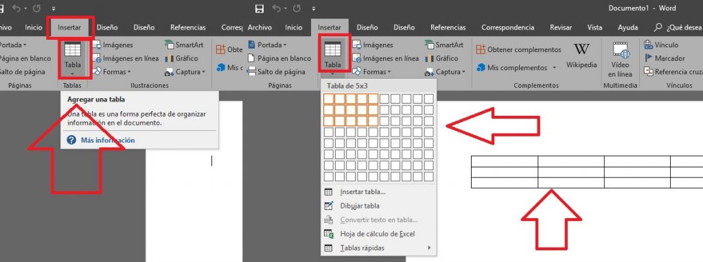 Dibujar tablas rápidas en Word