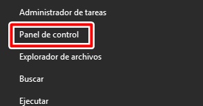 Haz clic derecho sobre el botón de inicio y luego en panel de control