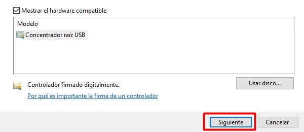 Clic en siguiente y deja que windows haga el resto