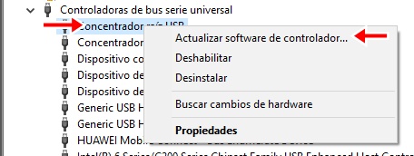 Selecciona actualizar software de controlador