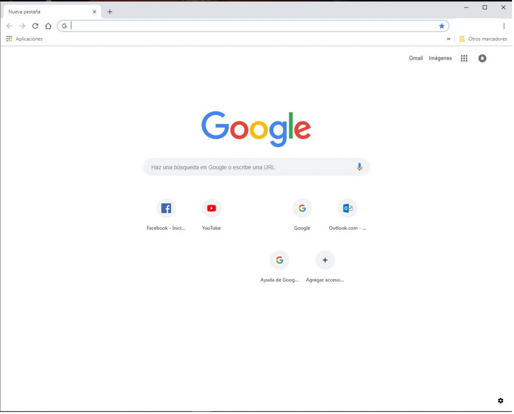 Página de inicio de Google Chrome