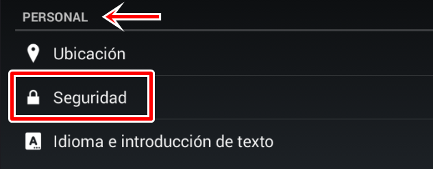 Ve a configuraciones, personal y toca seguridad en tu móvil