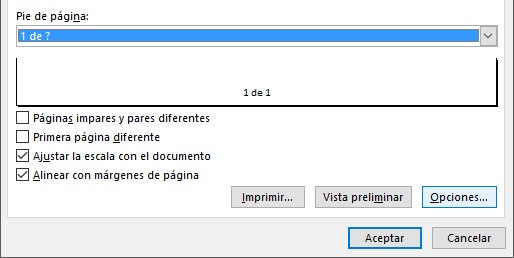 Observa la configuracion del pie de página en Excel