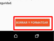 Selecciona borrar y formatear para cifrar tu tarjeta micro SD para almacenamiento interno