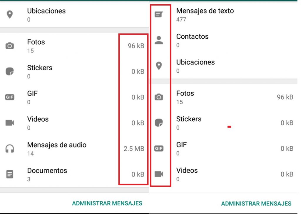 Administrar los archivos enviados y recibidos en los Chats de Whatsapp