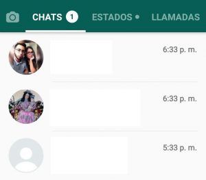 sección de chats en WhatsApp