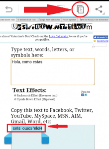 Copia y pega tu texto al revés en la red social