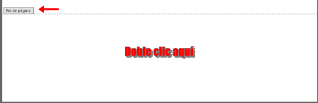 Haz doble clic en el pie de página de Word