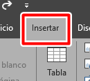 Haz clc en la pestaña insertar de Word